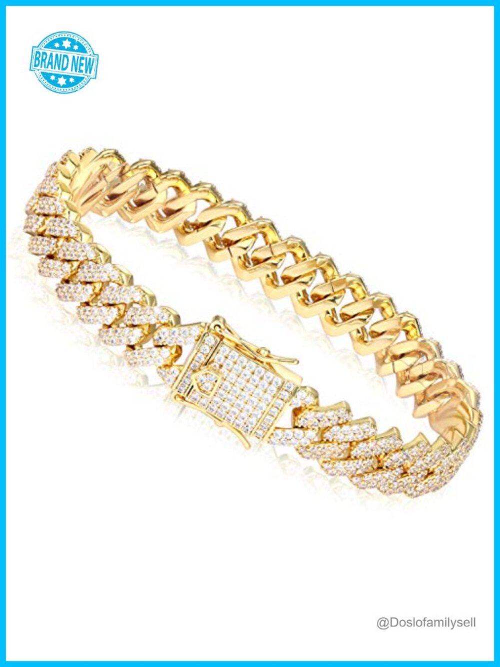 18K Gold Plated Cuban Link Chain 12mm Iced Out Hip Hop Necklace
